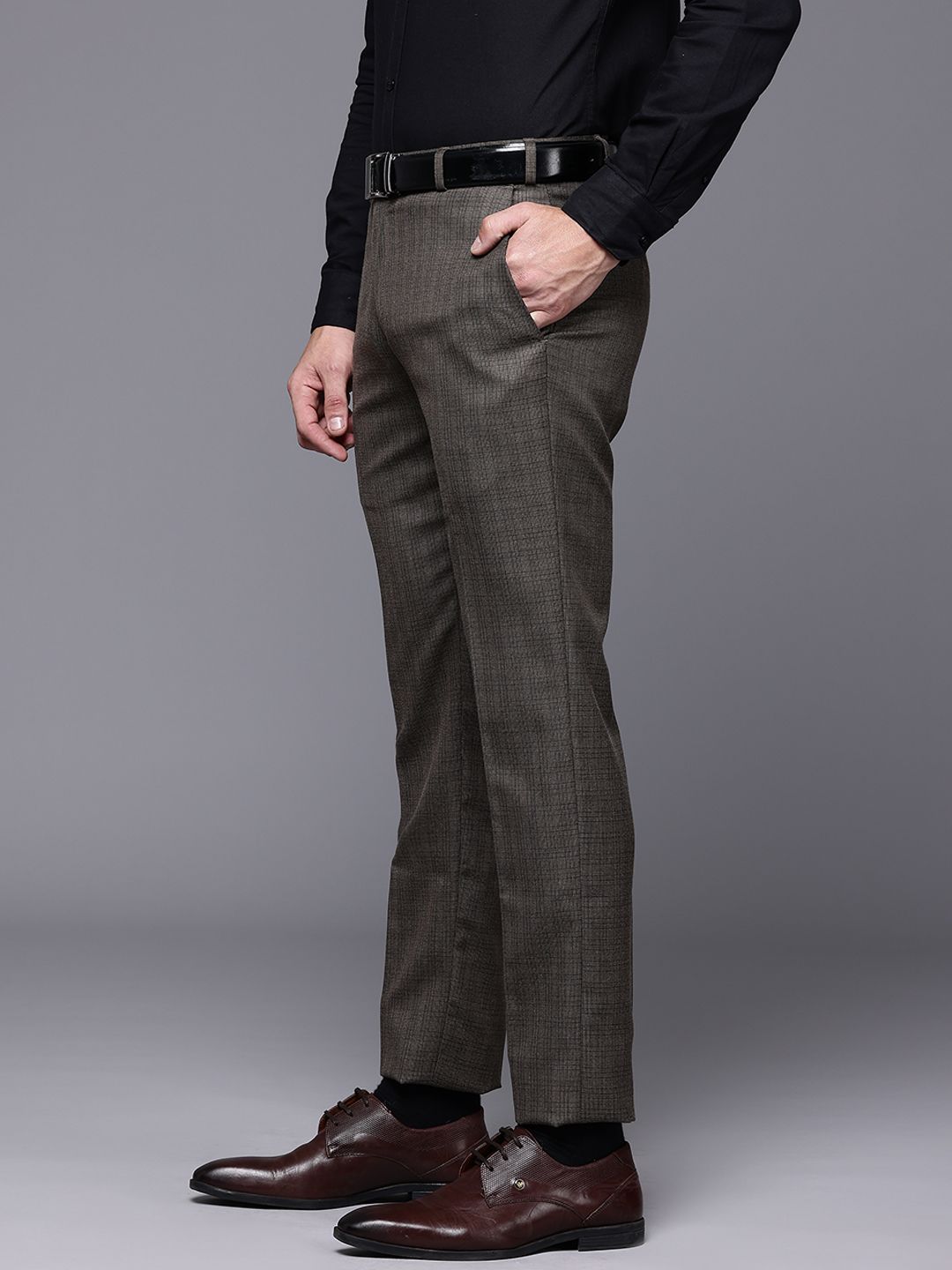 Raymond Men Textured Slim Fit Formal Trousers
