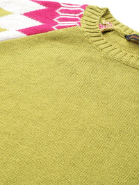 DressBerry Women Green & Magenta Solid Pullover
