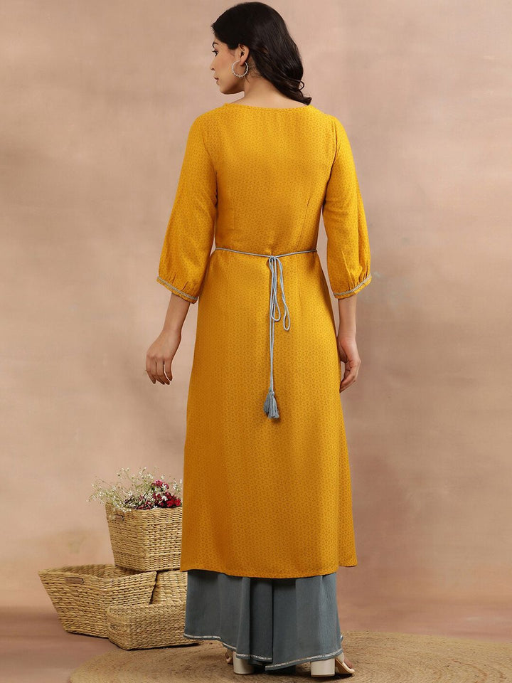 W Ethnic Motifs Embroidered Regular Mirror Work Kurta with Palazzo