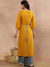 W Ethnic Motifs Embroidered Regular Mirror Work Kurta with Palazzo