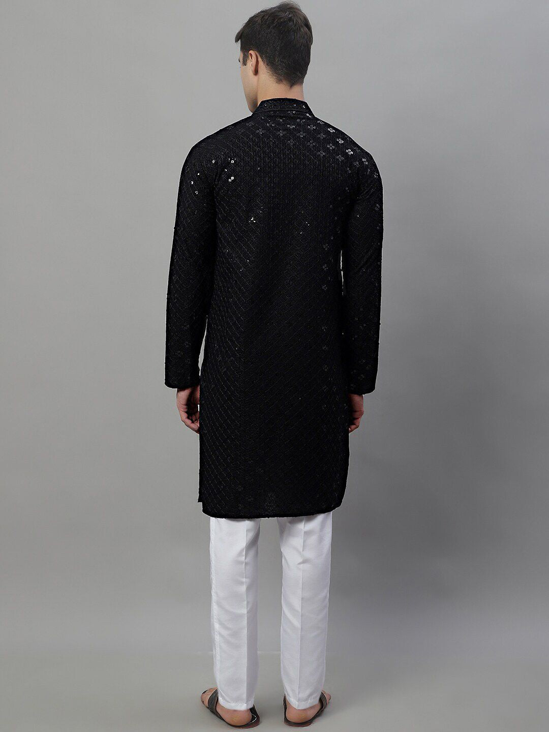 Jompers Geometric Chikankari Embroidered Kurta With Pyjamas
