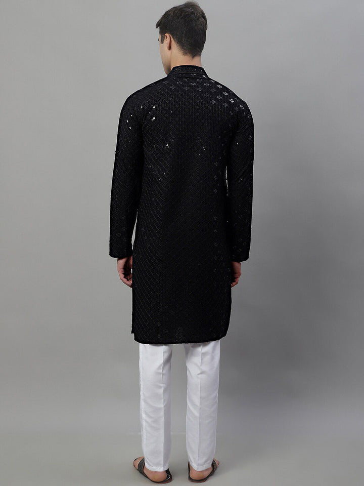Jompers Geometric Chikankari Embroidered Kurta With Pyjamas