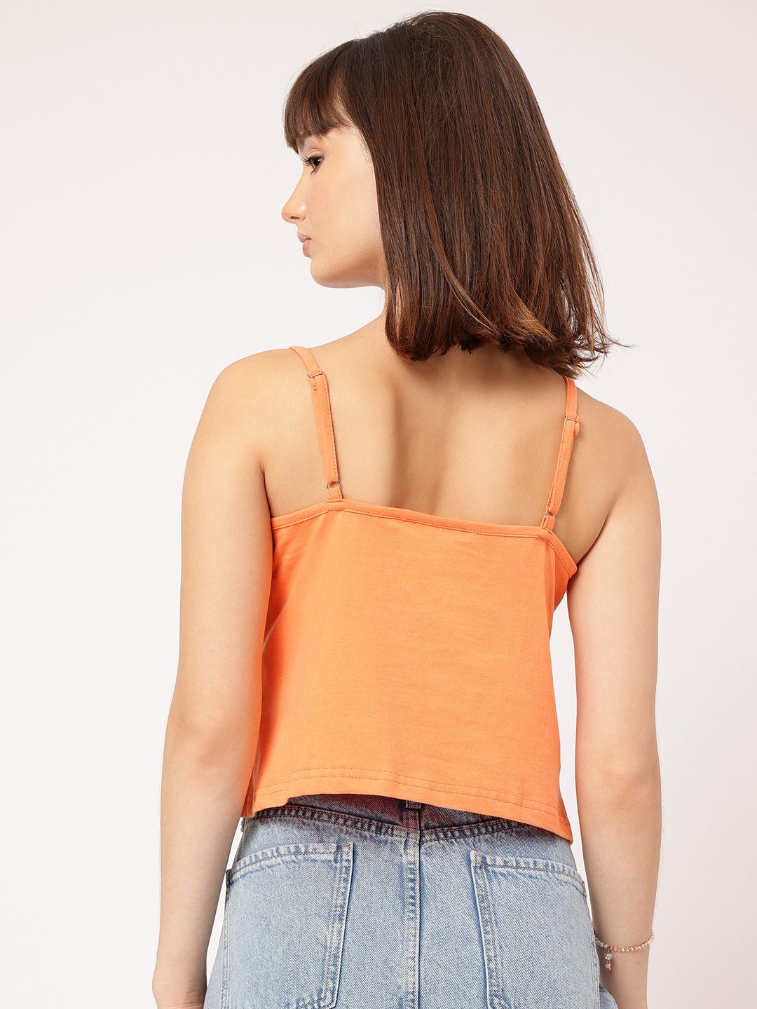 DressBerry Butterfly Bling Shoulder Straps Lace-Inserted Ruffled Crop Top