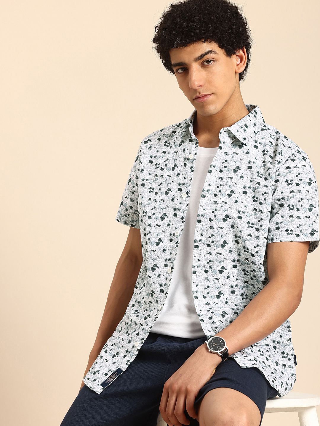 Being Human Pure Cotton Slim Fit Opaque Printed Casual Shirt