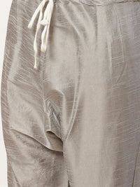 SOJANYA Men Grey Solid Kurta with Churidar & Ethnic Jacket