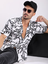 Bene Kleed Men Abstract Printed Cuban Collar Casual Shirt