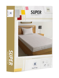 KLOTTHE Beige Chevron Cotton 300 TC Dilengkapi Cadar Bujang Halus dengan Sarung Bantal-87 x 59 inci