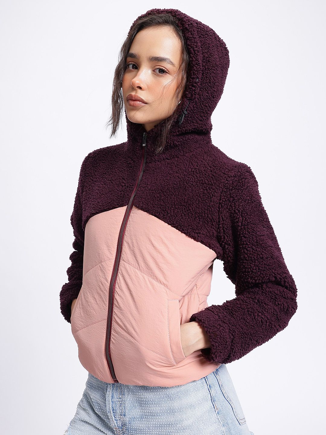 DressBerry Effortless Layering Sherpa Colourblocked Padded Jacket