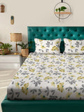 Aura White & Grey Floral 300 TC Set Cadar Double King-2.5 m X 2.25 m