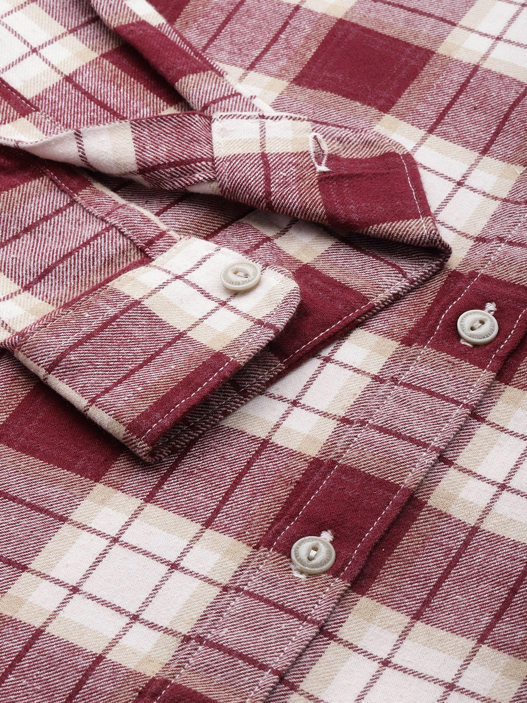 THE BEAR HOUSE Men Flannel Cotton Button-Down Slim Fit Tartan Checks Casual Shirt