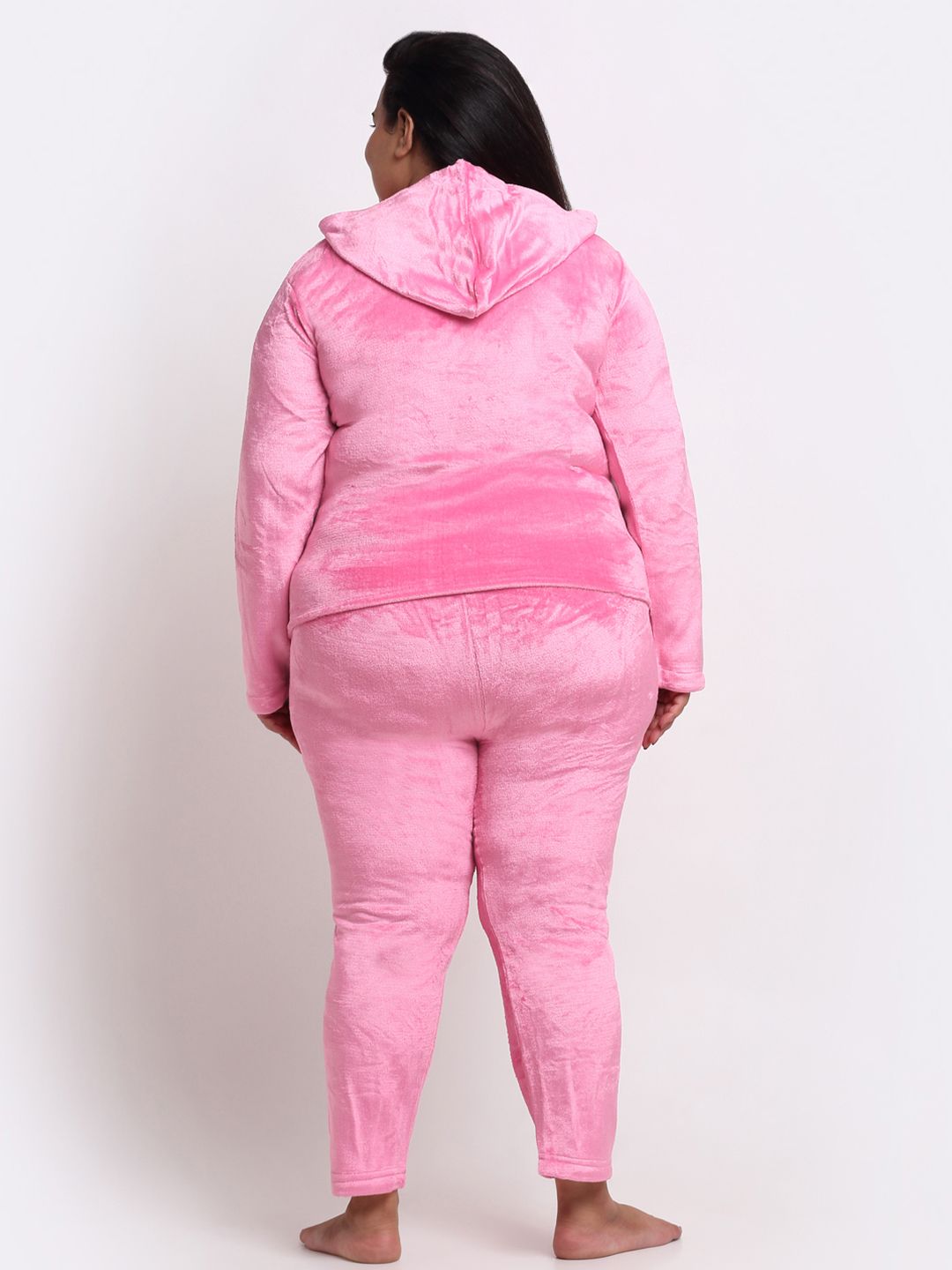 KLOTTHE Plus Size Hooded Velvet Wool T-shirt With Trouser