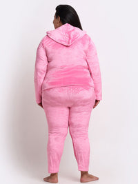 KLOTTHE Plus Size Hooded Velvet Wool T-shirt With Trouser