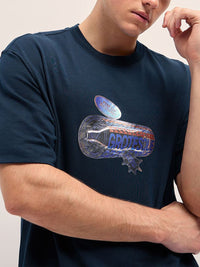 THE BEAR HOUSE Men Graphic Printed Round Neck Cotton Oversized T-shirt
