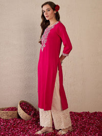 Indo Era Women Floral Embroidered Thread Work Kurta