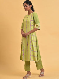 W Floral Printed Keyhole Neck Straight Kurta