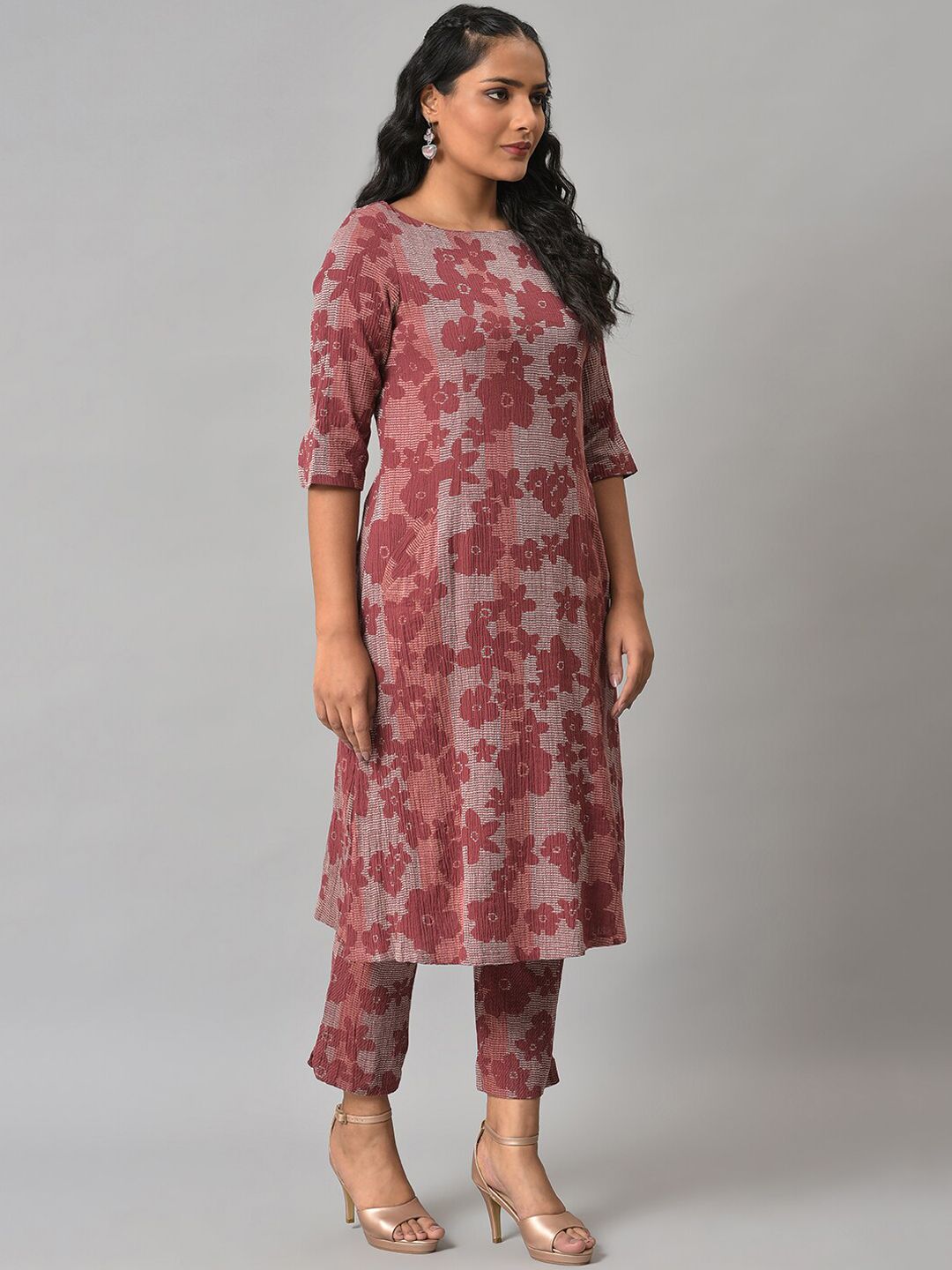 W Women Printed Cotton Kurta with Trousers