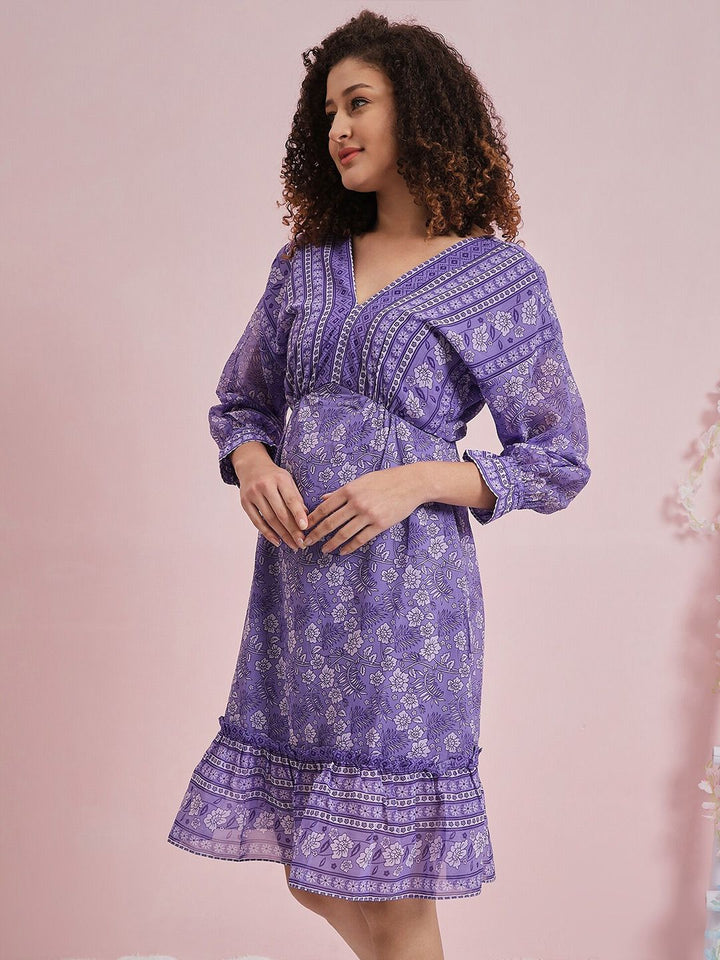 Athena Floral Printed Georgette A-line Dress