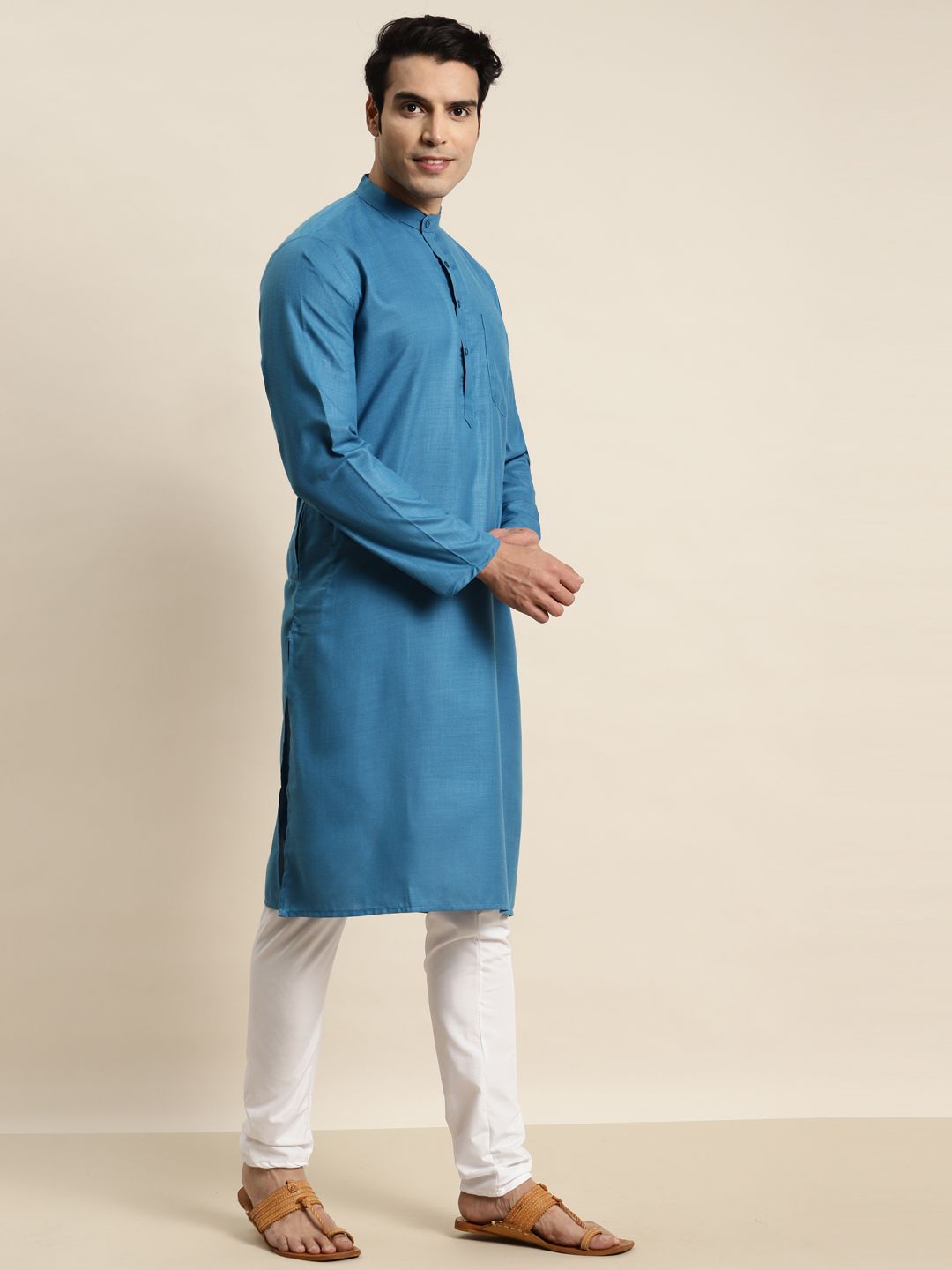 SOJANYA Lelaki Solid Kurta Lurus