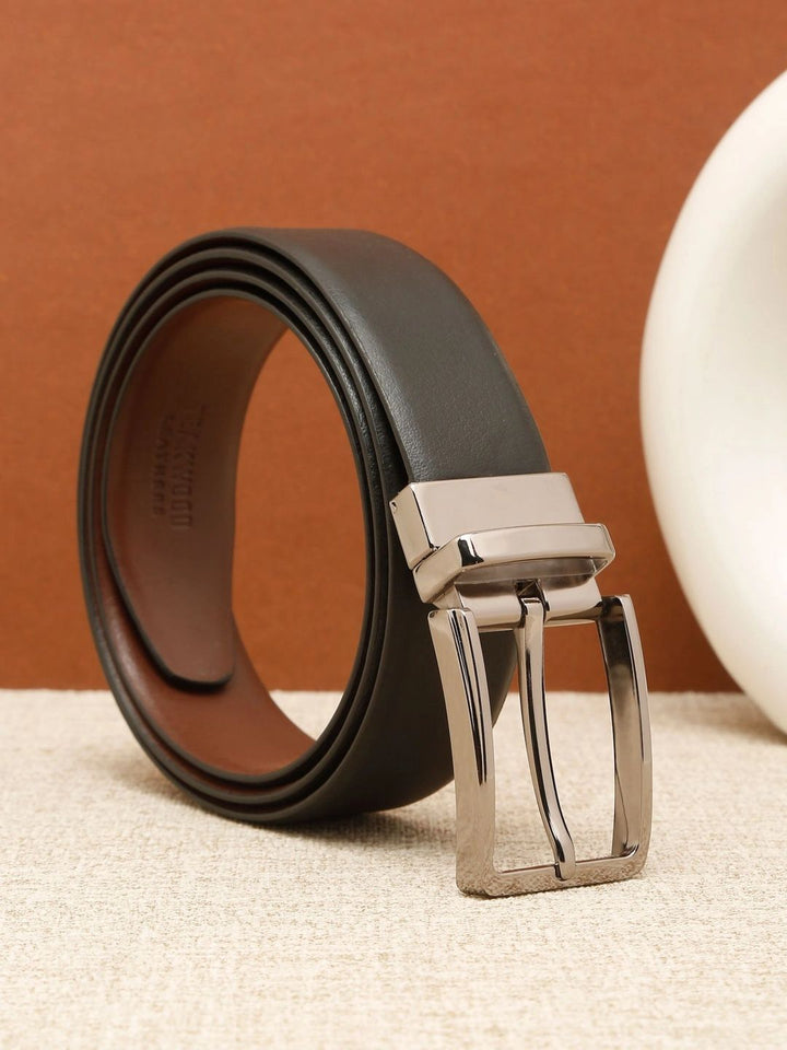 Teakwood Leathers Men Textured Leather Reversible Formal Belt