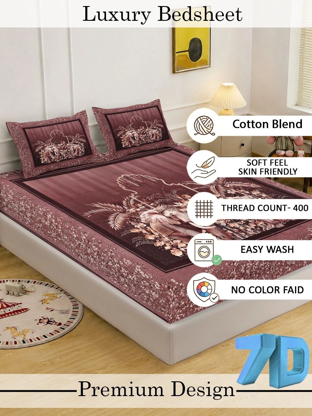 Moda Rapido X KLOTTHE Rust 400 TC Cadar dengan 2 Sarung Bantal