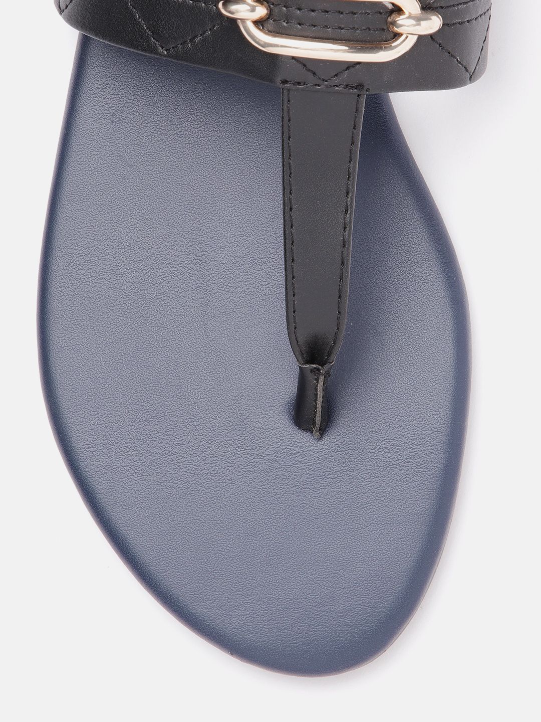 DressBerry Women Textured T-Strap Flats with Embellished Detail