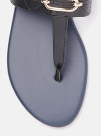 DressBerry Women Textured T-Strap Flats with Embellished Detail