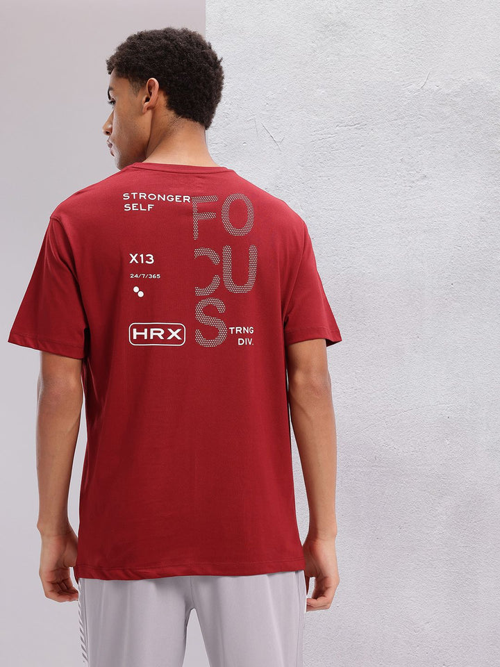 HRX by Hrithik Roshan Typography Printed Drop-Shoulder Sleeves Training  T-shirt
