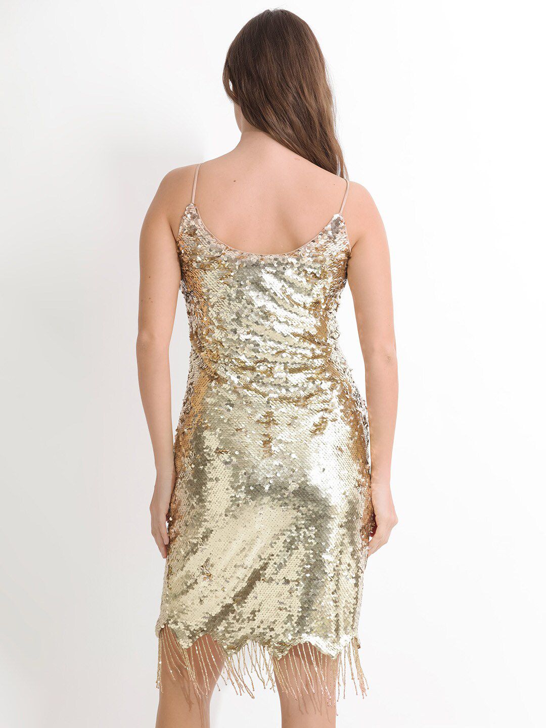 RAREISM Sequin Embellished Shoulder Straps Sheath Party Dress