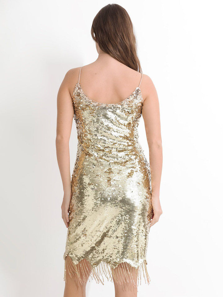 RAREISM Sequin Embellished Shoulder Straps Sheath Party Dress
