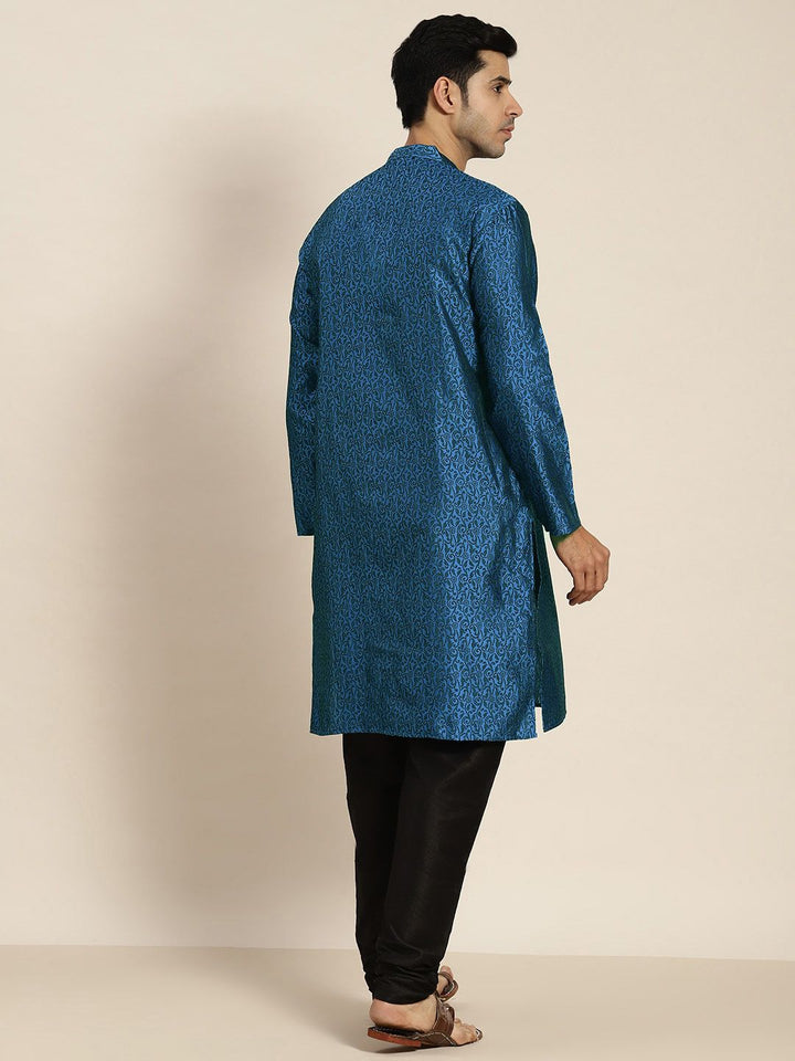 SOJANYA Men Teal Jacquard Kurta