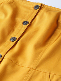 STREET 9 Women Mustard Yellow Solid Pinafore Dress