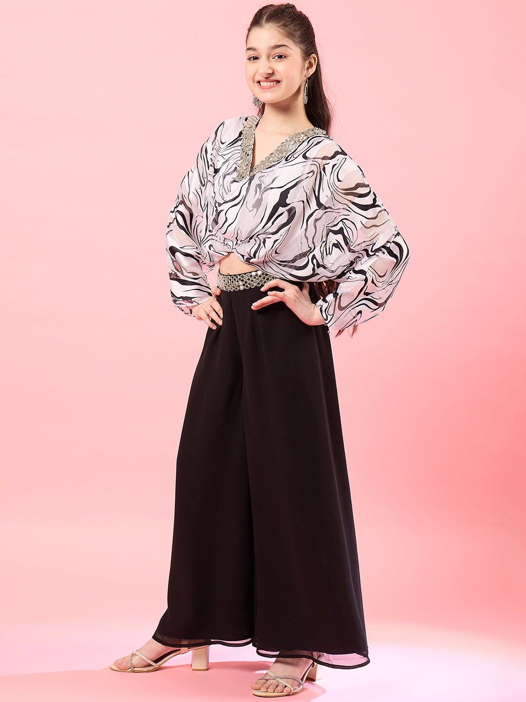 pspeaches Girls Printed Top with Palazzos