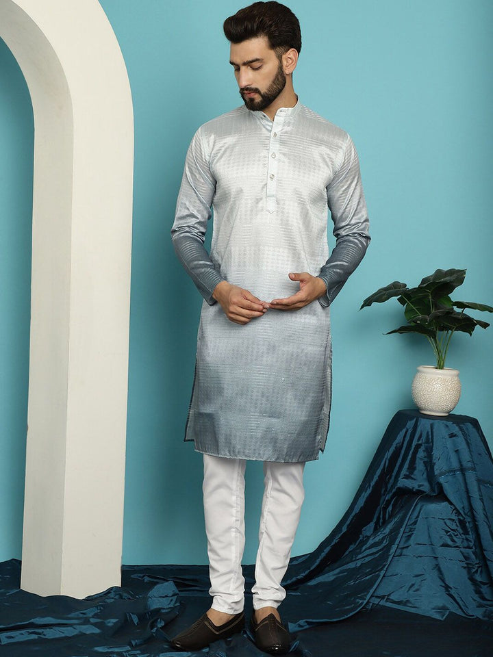 SOJANYA Geometric Woven Design Straight Kurta with Churidar
