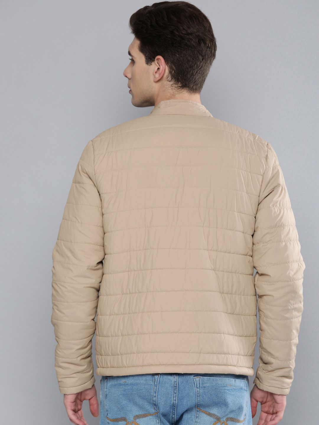 The Indian Garage Co Men Zip-Front Puffer Jacket with Zipper Pockets