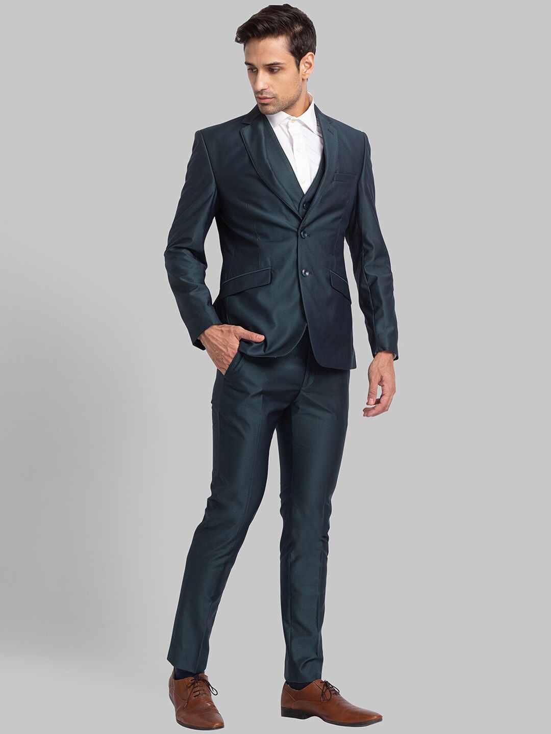Park Avenue Men Single Breasted Slim Fit 3-Peice Formal Suit