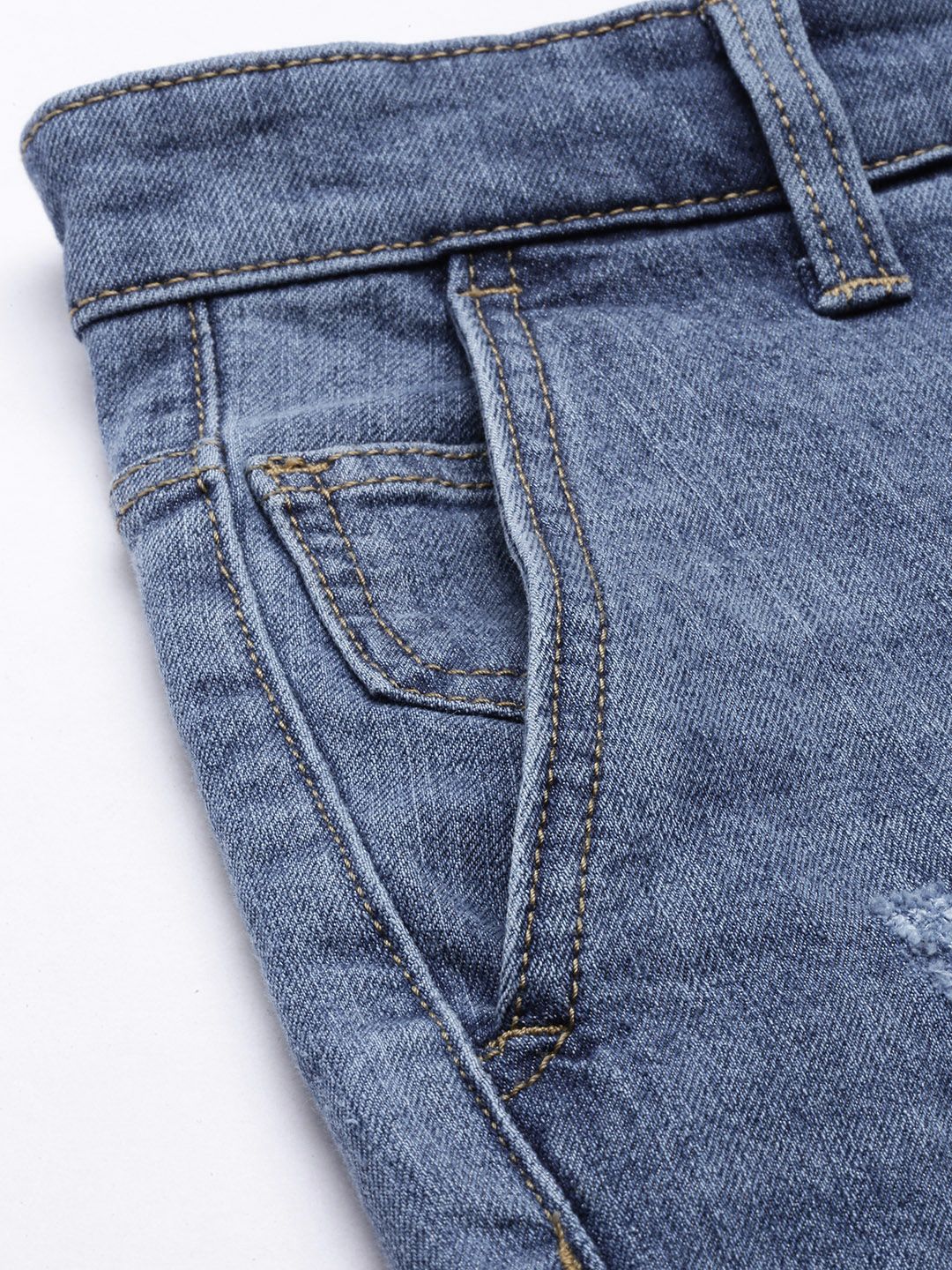 The Indian Garage Co Men Blue Slim Fit Mildly Distressed Stretchable Jeans