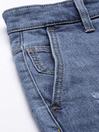 The Indian Garage Co Men Blue Slim Fit Mildly Distressed Stretchable Jeans