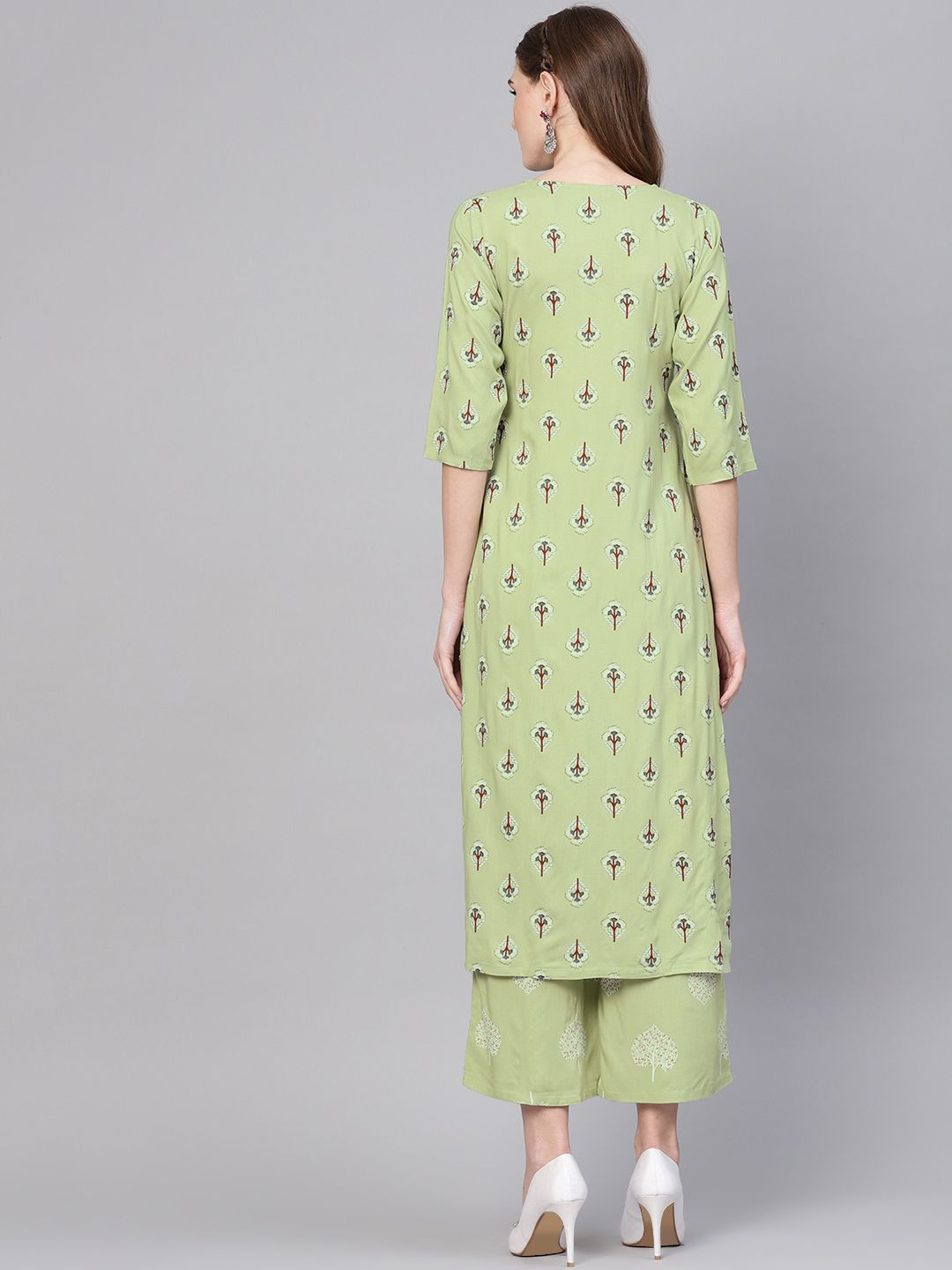 Gerua By Libas Women Green Printed Kurta with Palazzos