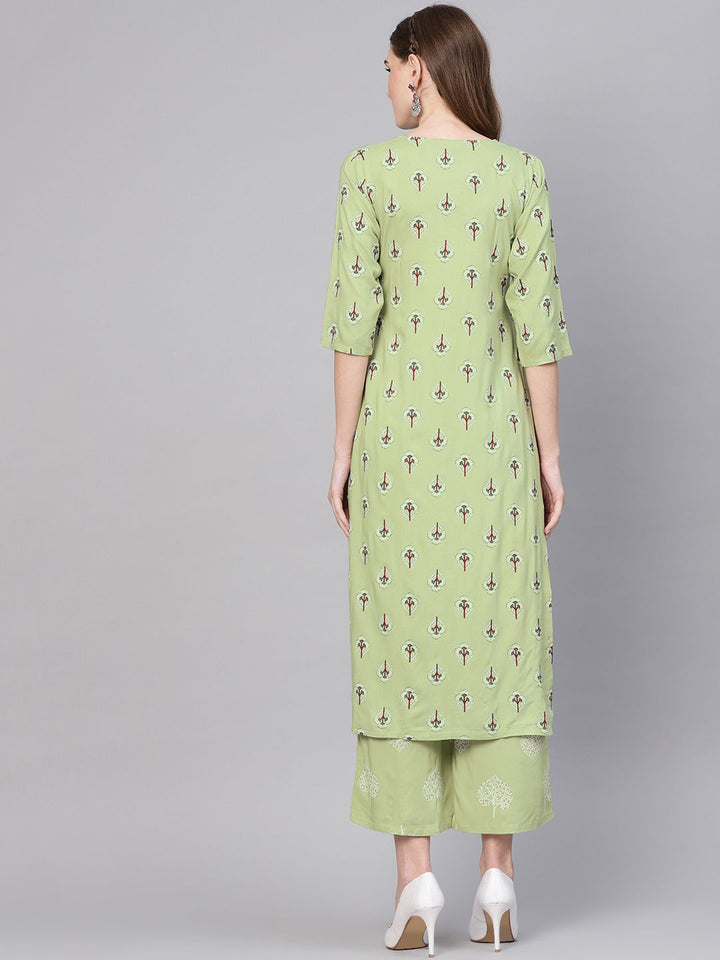Gerua By Libas Women Green Printed Kurta with Palazzos
