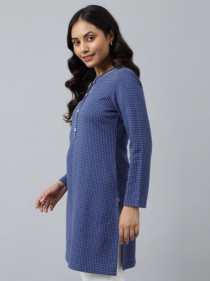 AURELIA Women Blue & White Checked Kurta