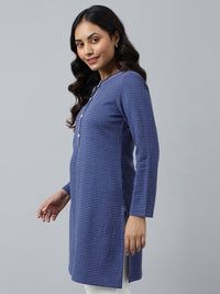 AURELIA Women Blue & White Checked Kurta