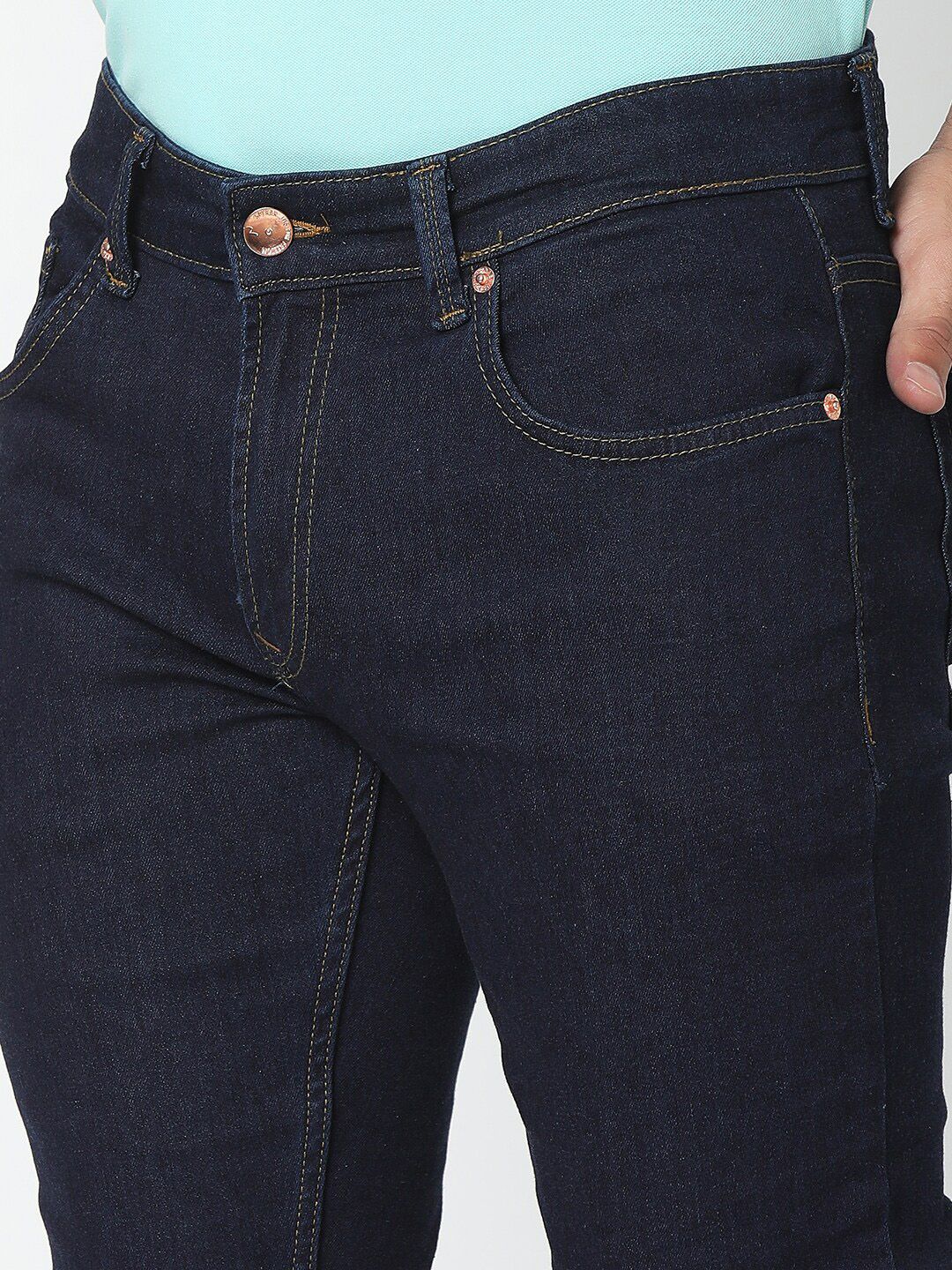 SPYKAR Men Blue Cotton Regular Fit Narrow Length Jeans