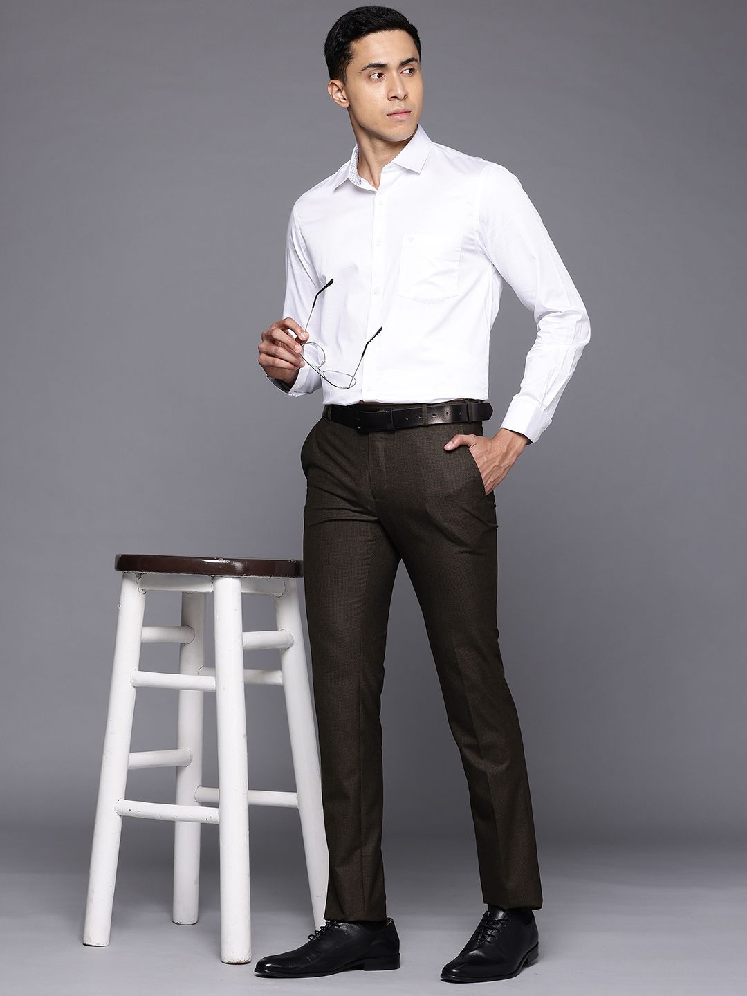Raymond Men Textured Slim Fit Formal Trousers