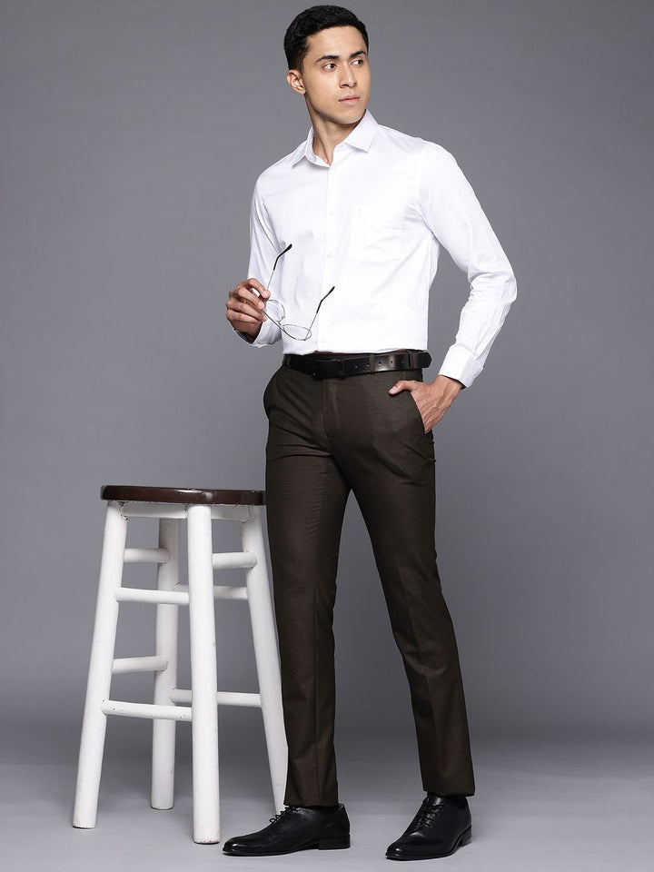 Raymond Men Textured Slim Fit Formal Trousers