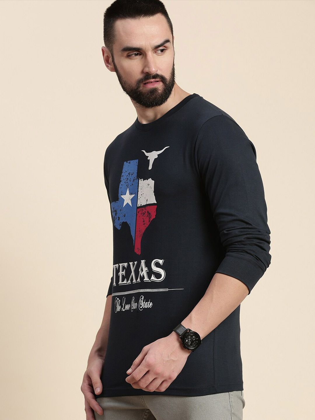 DILLINGER Graphic Printed Round Neck Long Sleeves Pure Cotton T-shirt