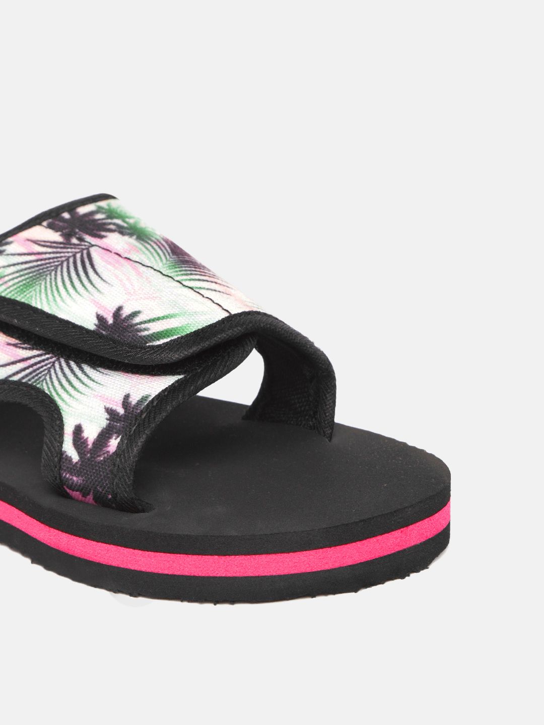 YK Boys White & Black Tropical Printed Sliders