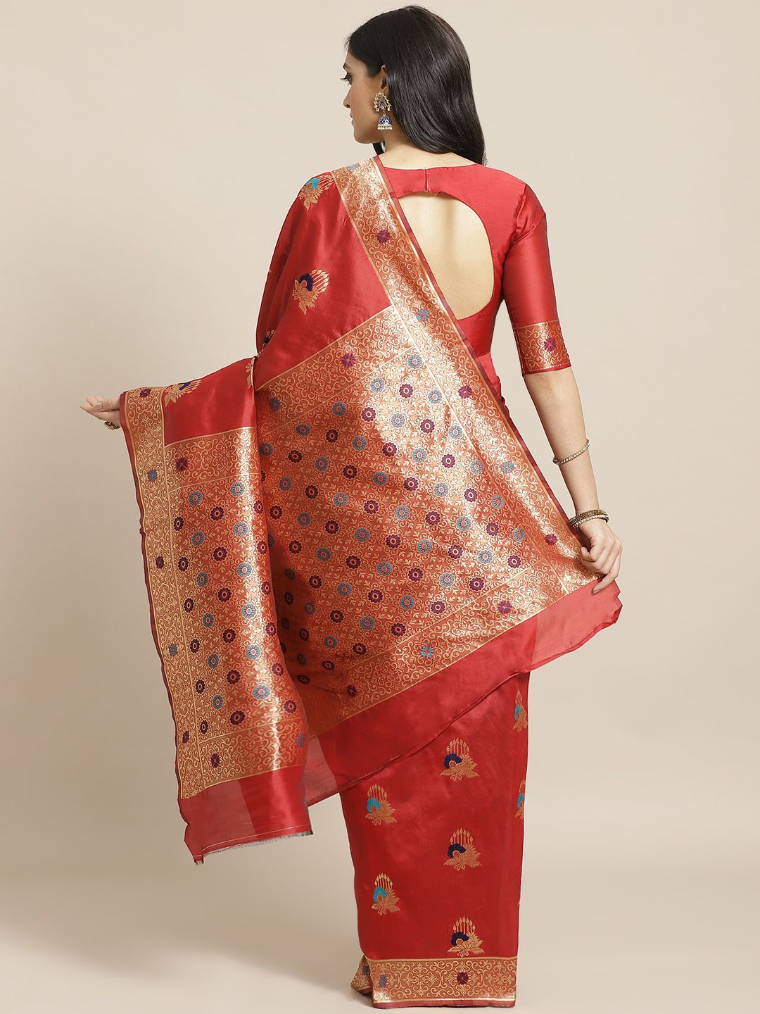 Saree mall Red & Golden Woven Design Banarasi Saree