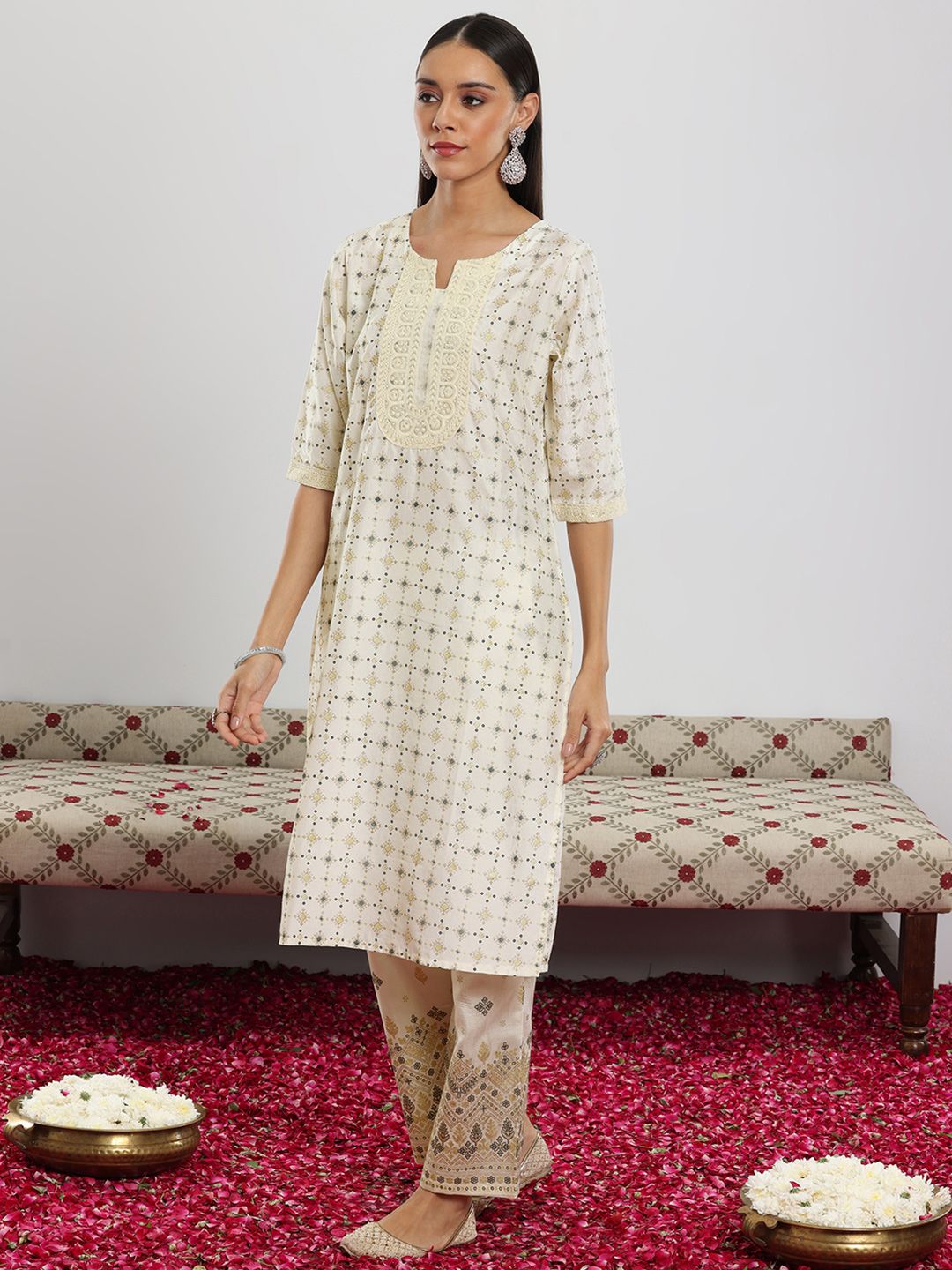 Libas Ethnic Motifs Printed Kurta with Palazzos & With Dupatta