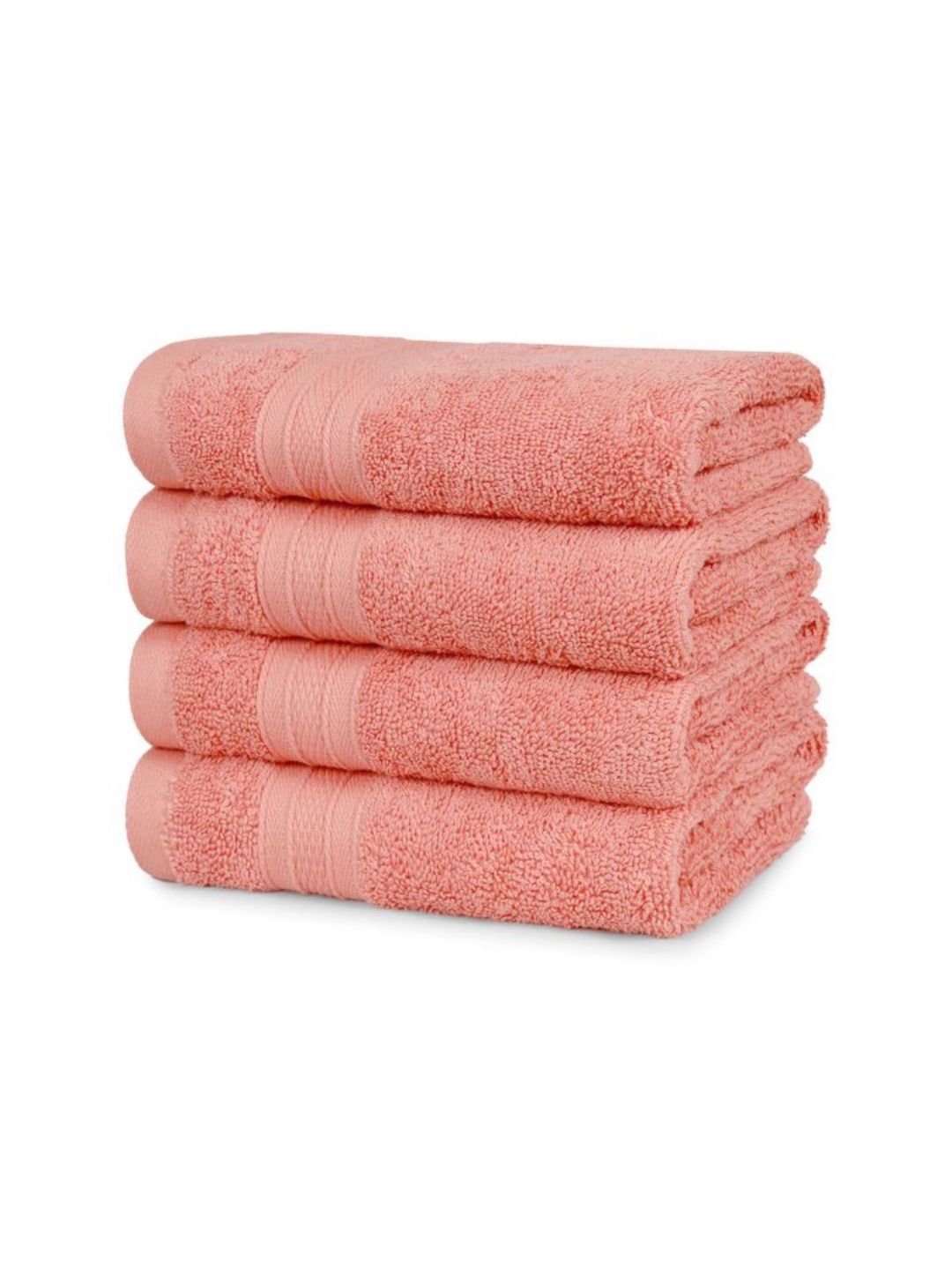 MYTRIDENT Coral 4 Pieces Cotton 500 GSM Highly Absorbent Hand Towels