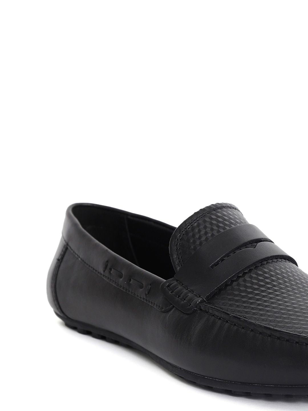 RARE RABBIT Men Honey Textured Leather Formal Loafers